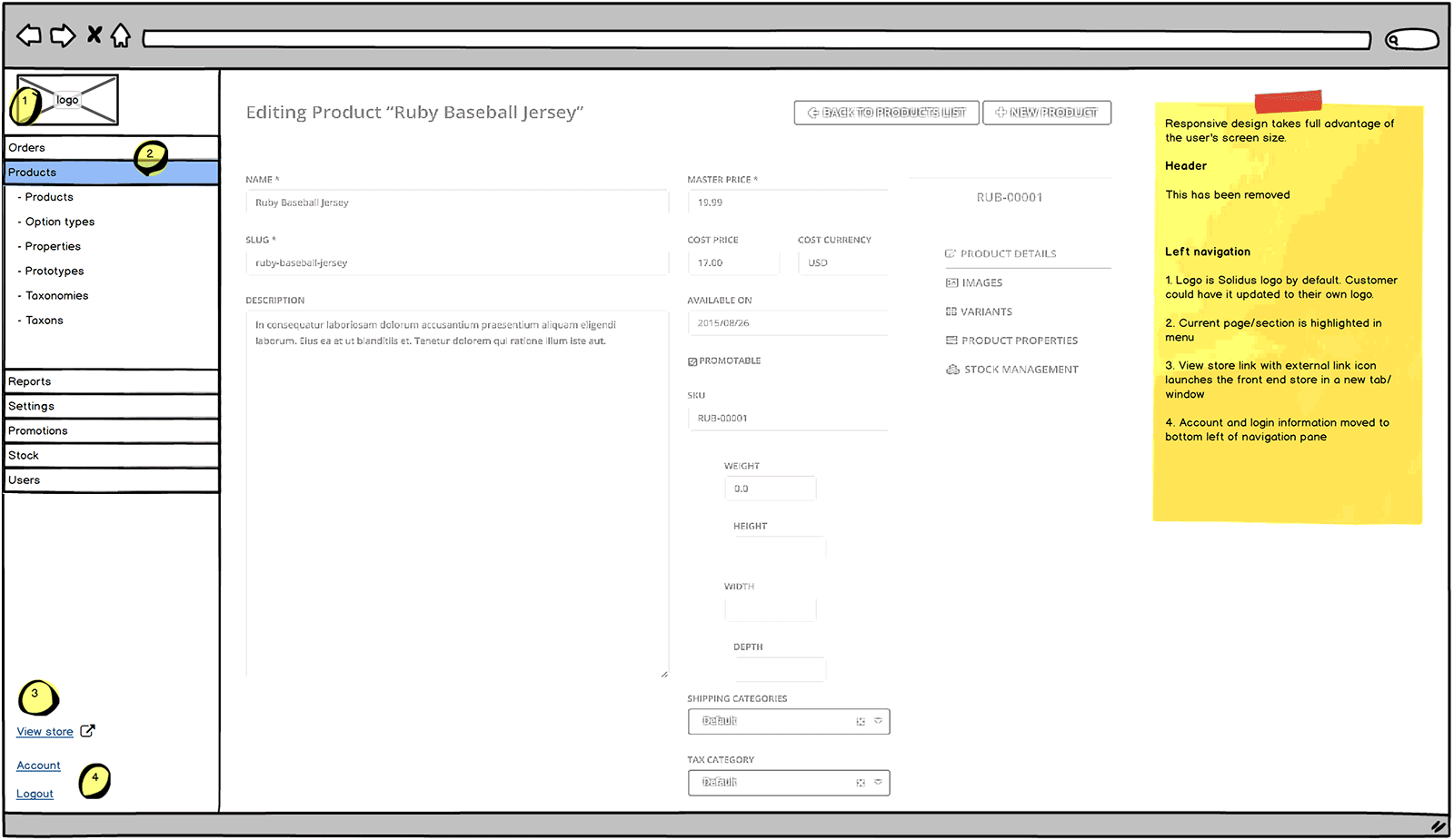 left navigation wireframe